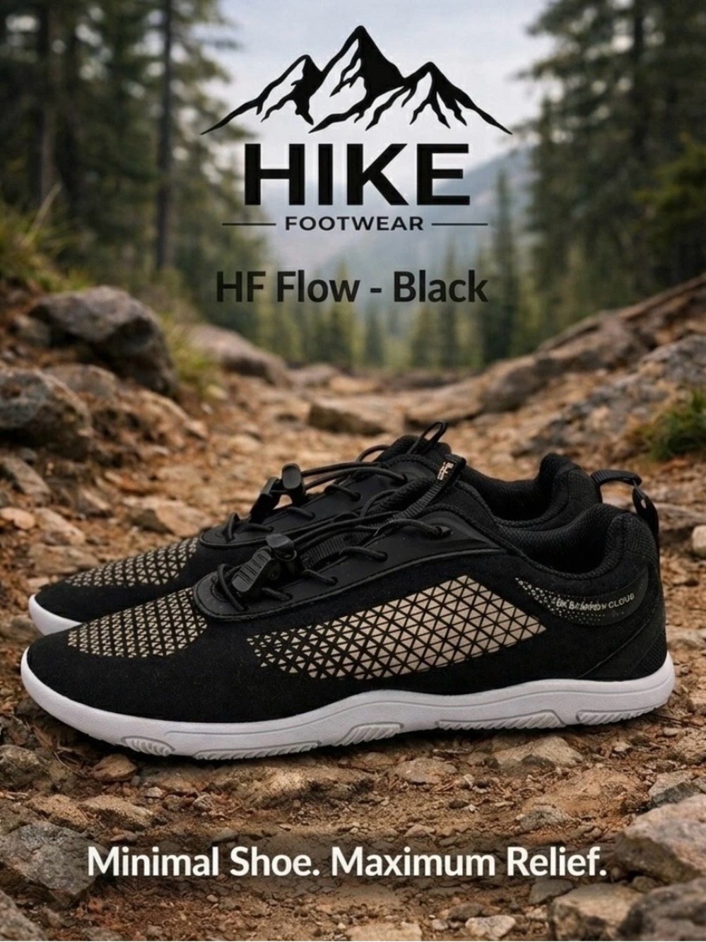 NWT Hike Footwear HF Series Cloud Black Ergonomic Barefoot Shoes Mens Size 12.0